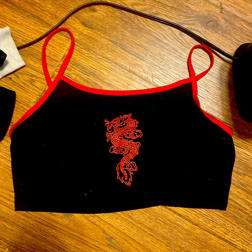 Black and red crop tank top.  Been used once or two times.